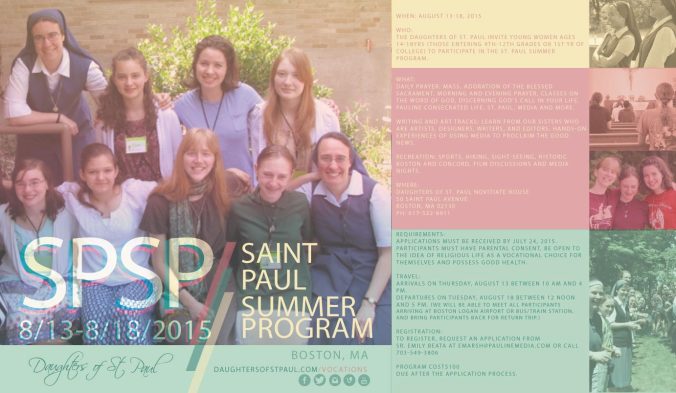 SaintPaulSummerProgram2015_Flyer_Square_Daughters-of-St-Paul_Discernment_Consecrated-Life